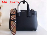 Burberry Small Banner in Leather and Vintage Check Black Replica