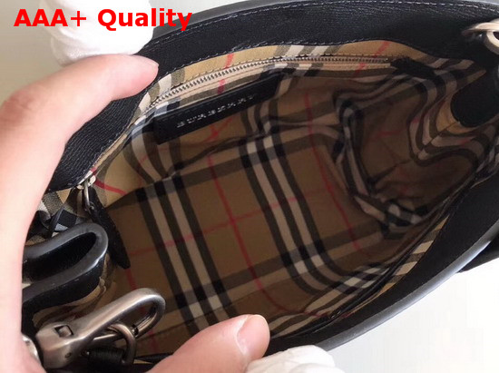 Burberry Small Banner in Leather and Vintage Check Black Replica