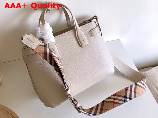 Burberry Small Banner in Leather and Vintage Check Limestone Replica