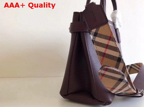 Burberry Small Banner in Leather and Vintage Check Mahogany Red Replica