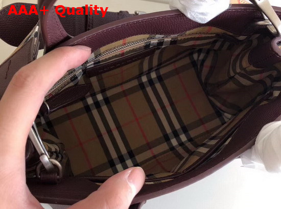 Burberry Small Banner in Leather and Vintage Check Mahogany Red Replica