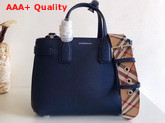 Burberry Small Banner in Leather and Vintage Check Regency Blue Replica