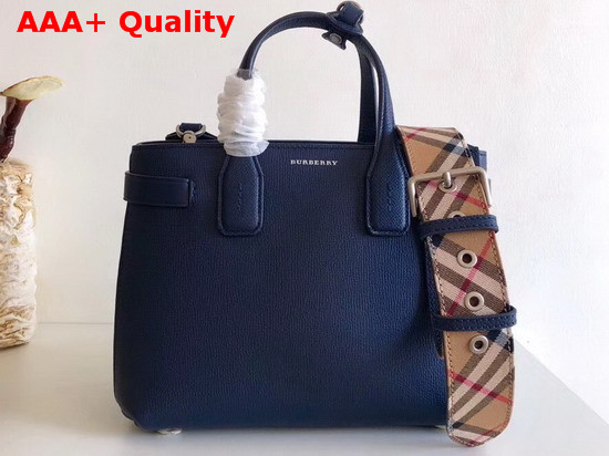 Burberry Small Banner in Leather and Vintage Check Regency Blue Replica