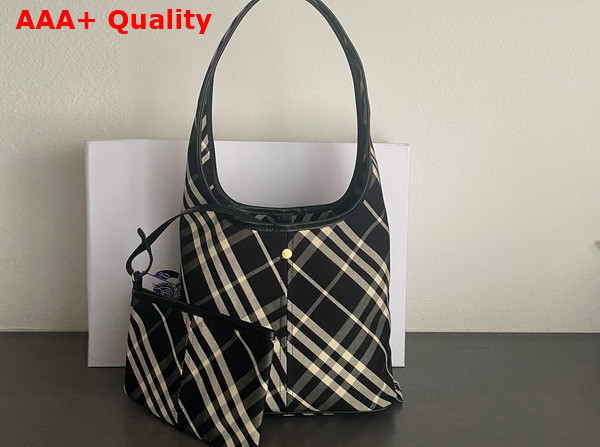 Burberry Small Check Shoulder Bag Black and Calico Replica