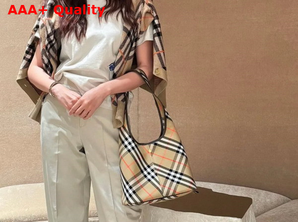 Burberry Small Check Shoulder Bag in Sand Replica