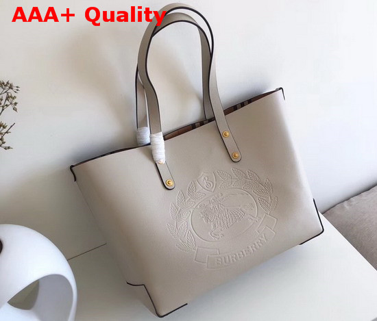 Burberry Small Embossed Crest Leather Tote in Beige Replica