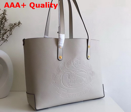 Burberry Small Embossed Crest Leather Tote in Beige Replica