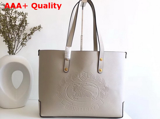 Burberry Small Embossed Crest Leather Tote in Beige Replica