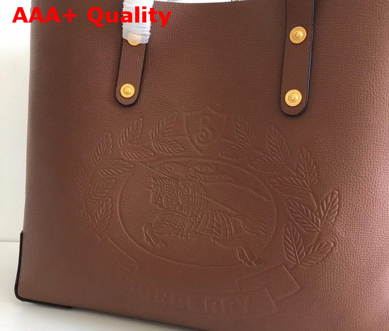 Burberry Small Embossed Crest Leather Tote in Brown Replica