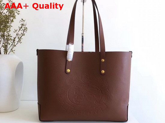 Burberry Small Embossed Crest Leather Tote in Brown Replica