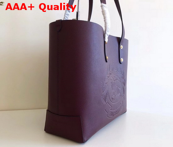 Burberry Small Embossed Crest Leather Tote in Burgundy Replica