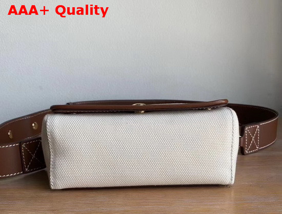 Burberry Small Horseferry Print Cotton Canvas Crossbody Bag White and Tan Replica