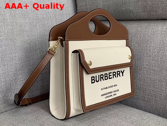 Burberry Small Horseferry Print Pocket Bag Natural and Malt Brown Replica