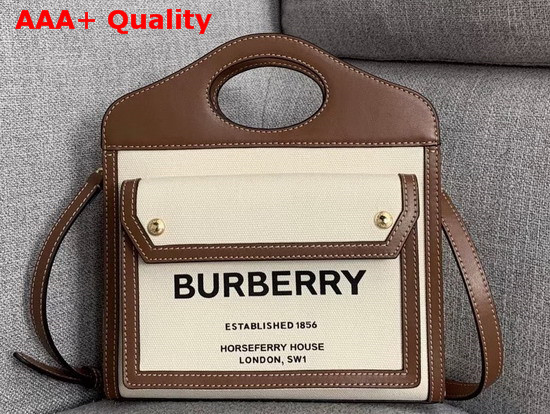 Burberry Small Horseferry Print Pocket Bag Natural and Malt Brown Replica