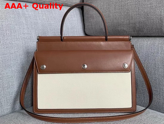 Burberry Small Horseferry Print Title Bag with Pocket Details Natural and Malt Brown Replica