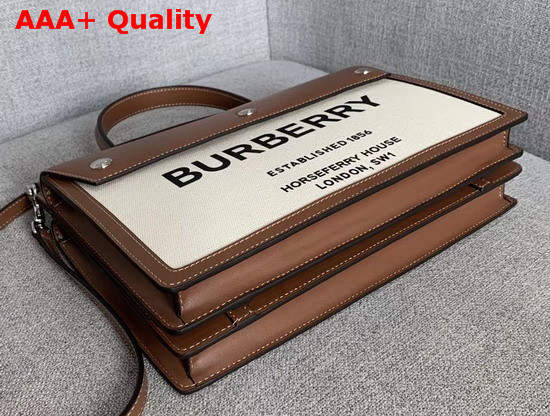 Burberry Small Horseferry Print Title Bag with Pocket Details Natural and Malt Brown Replica