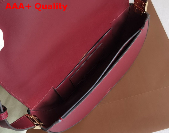 Burberry Small Leather Olympia Bag in Burgundy Replica