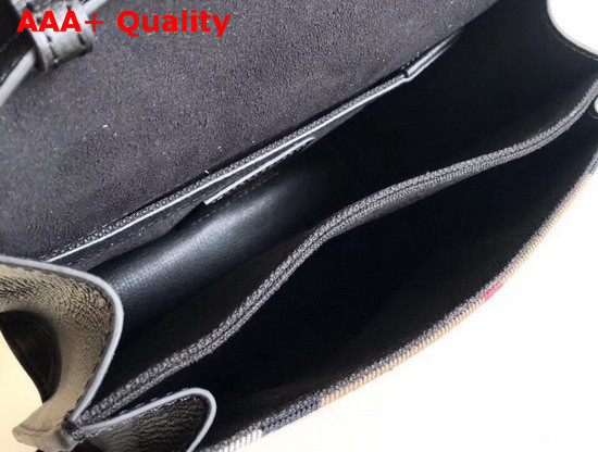 Burberry Small Leather and House Check Crossbody Bag Black Replica