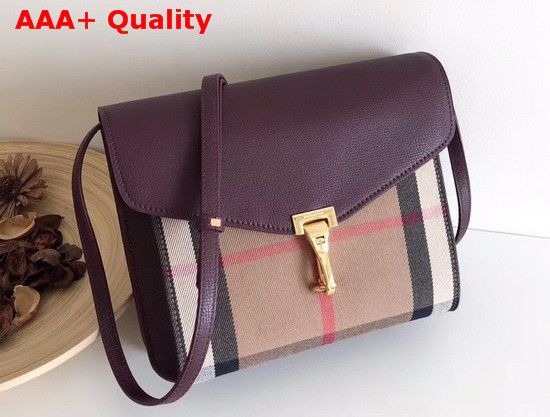 Burberry Small Leather and House Check Crossbody Bag Mahogany Red Replica