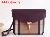 Burberry Small Leather and House Check Crossbody Bag Mahogany Red Replica