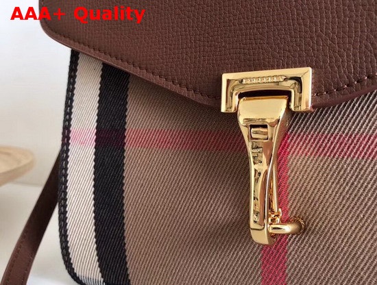 Burberry Small Leather and House Check Crossbody Bag Tan Replica