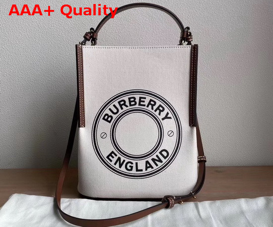 Burberry Small Logo Graphic Cotton Canvas Peggy Bucket Bag Natural Replica