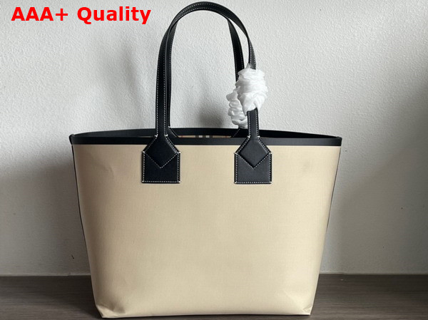 Burberry Small London Tote Bag in Cotton and Leather Replica