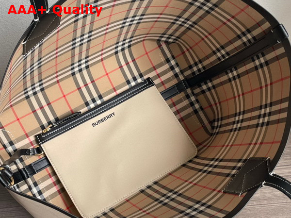 Burberry Small London Tote Bag in Cotton and Leather Replica