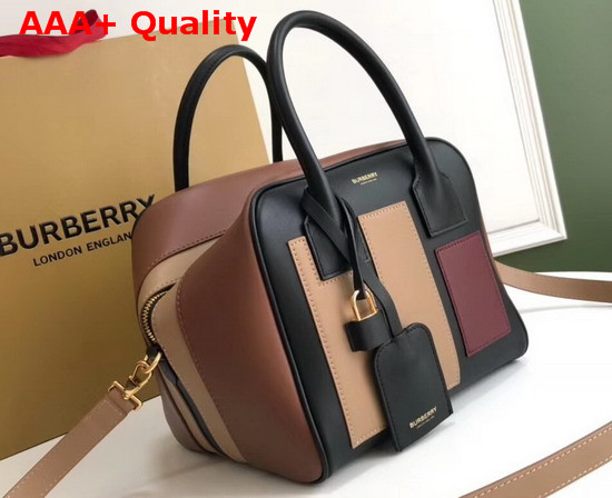 Burberry Small Panelled Leather Cube Bag Black Replica