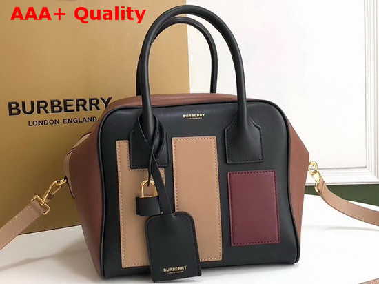 Burberry Small Panelled Leather Cube Bag Black Replica