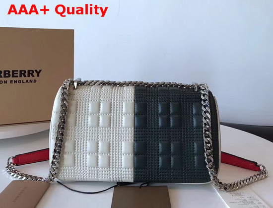 Burberry Small Quilted Check Colour Block Lambskin Lola Bag Bright Red and Orange Replica