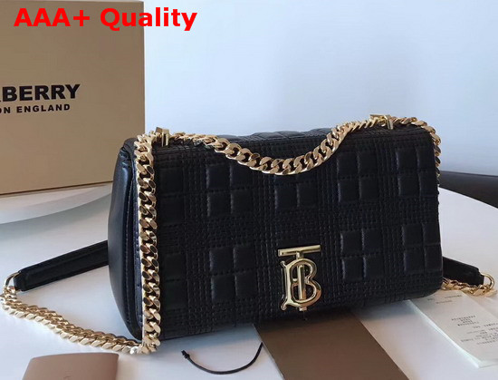 Burberry Small Quilted Check Lambskin Lola Bag in Black Replica