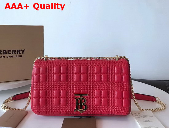 Burberry Small Quilted Check Lambskin Lola Bag in Bright Red Replica