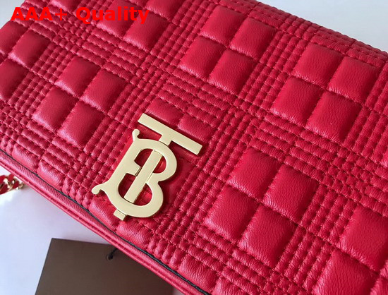 Burberry Small Quilted Check Lambskin Lola Bag in Bright Red Replica