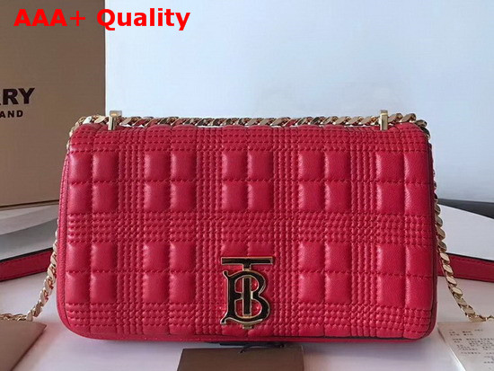 Burberry Small Quilted Check Lambskin Lola Bag in Bright Red Replica