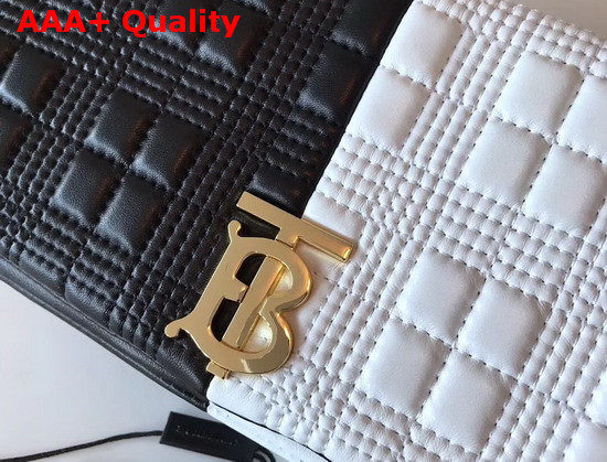 Burberry Small Quilted Check Two Tone Lambskin Lola Bag White and Black Replica