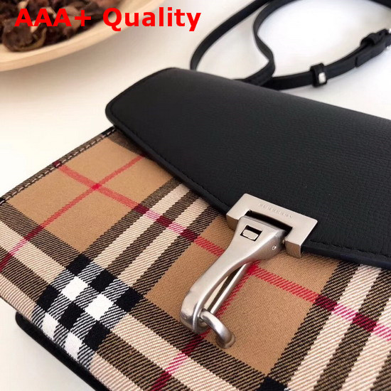 Burberry Small Vintage Check and Leather Crossbody Bag Black Replica