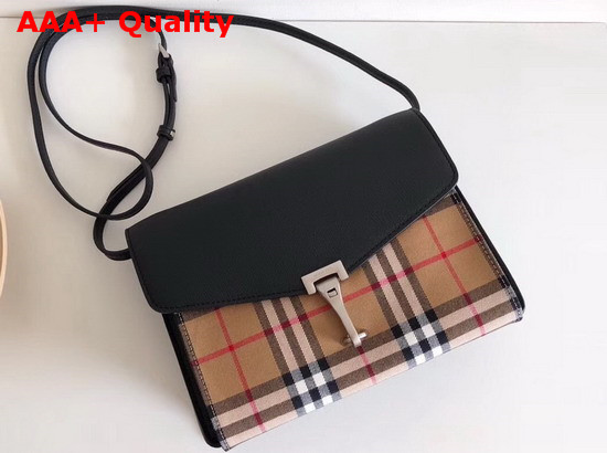 Burberry Small Vintage Check and Leather Crossbody Bag Black Replica