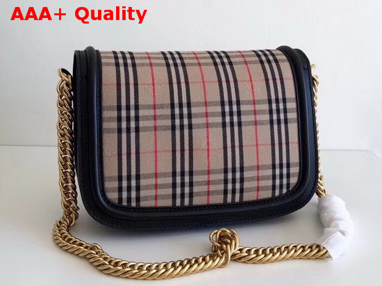 Burberry The 1983 Check Link Bag with Leather Trim Black Replica