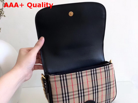 Burberry The 1983 Check Link Bag with Leather Trim Black Replica