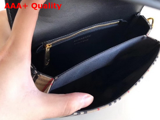 Burberry The 1983 Check Link Bag with Leather Trim Black Replica