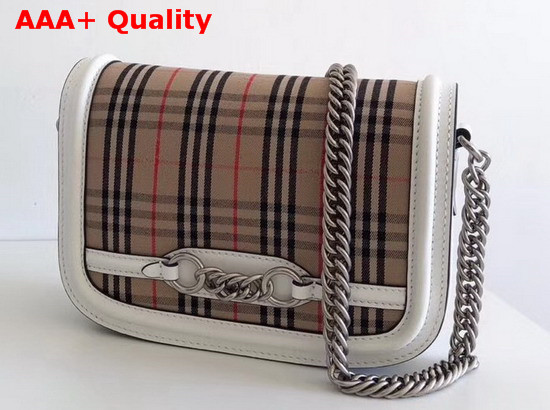 Burberry The 1983 Check Link Bag with Leather Trim Chalk White Replica