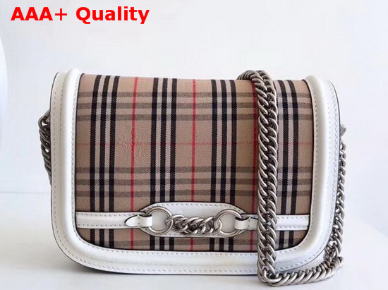 Burberry The 1983 Check Link Bag with Leather Trim Chalk White Replica