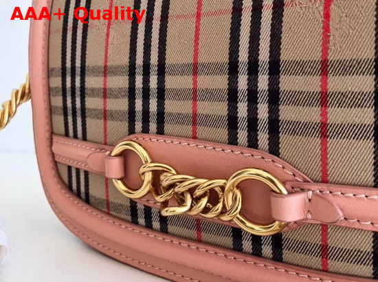 Burberry The 1983 Check Link Bag with Leather Trim Peach Replica