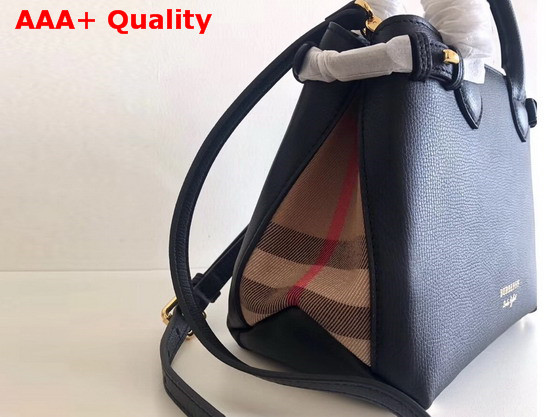 Burberry The Small Banner in Leather and House Check Black Replica