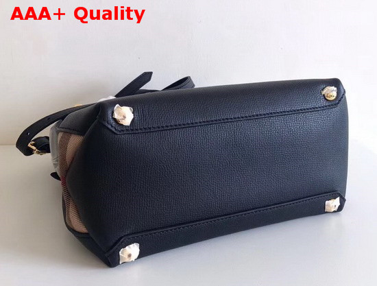 Burberry The Small Banner in Leather and House Check Black Replica