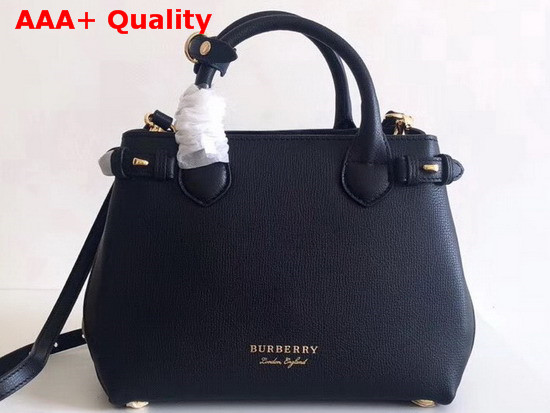 Burberry The Small Banner in Leather and House Check Black Replica