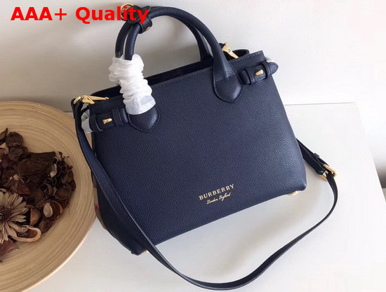 Burberry The Small Banner in Leather and House Check Ink Blue Replica