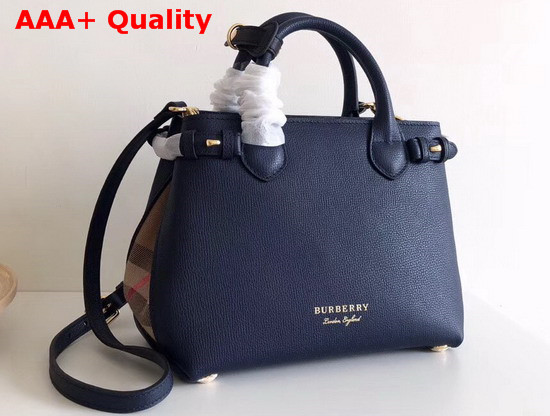 Burberry The Small Banner in Leather and House Check Ink Blue Replica