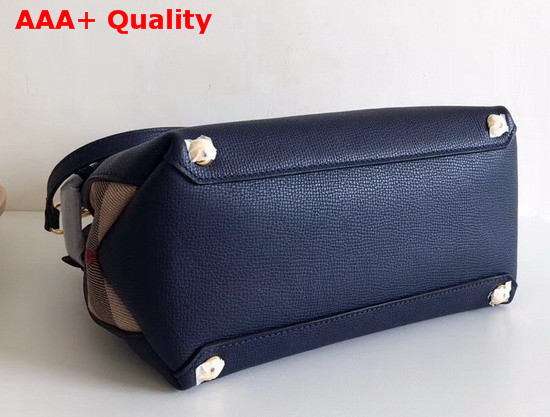 Burberry The Small Banner in Leather and House Check Ink Blue Replica